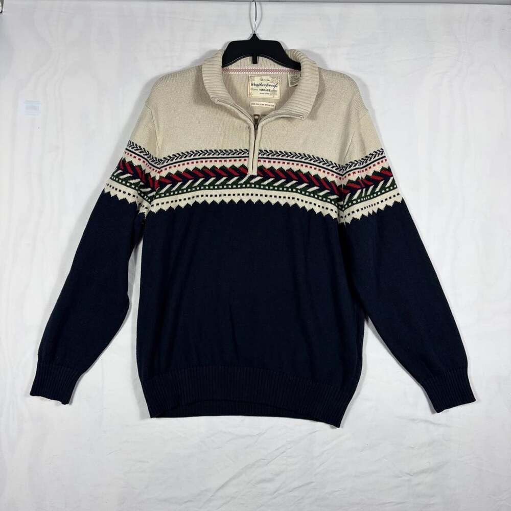 Original Weatherproof Vintage 1/4 Zip Sweater Size L Fair Isle